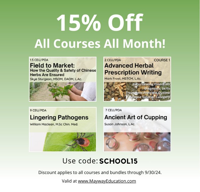 Graphic of courses showing 15% off continuing education courses