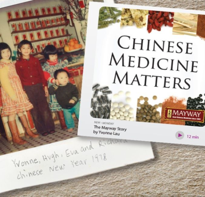 Graphic showing information about Mayway's podcast called Chinese medicine matters