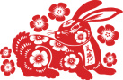 Image of red chinese paper cutout rabbit graphic
